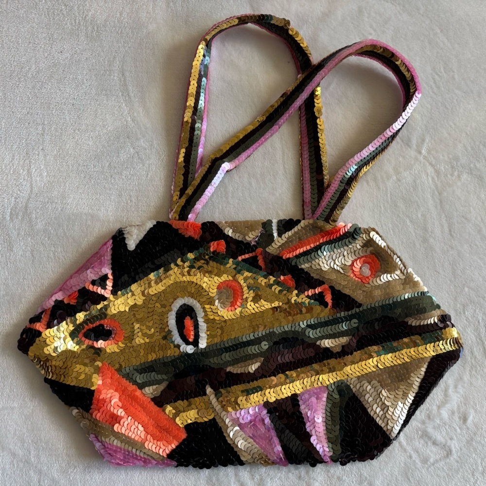 Moyna Embroidered Colorful Purse Beaded Sequins Hippie Chic Handlebag Setchel - Picture 2 of 10